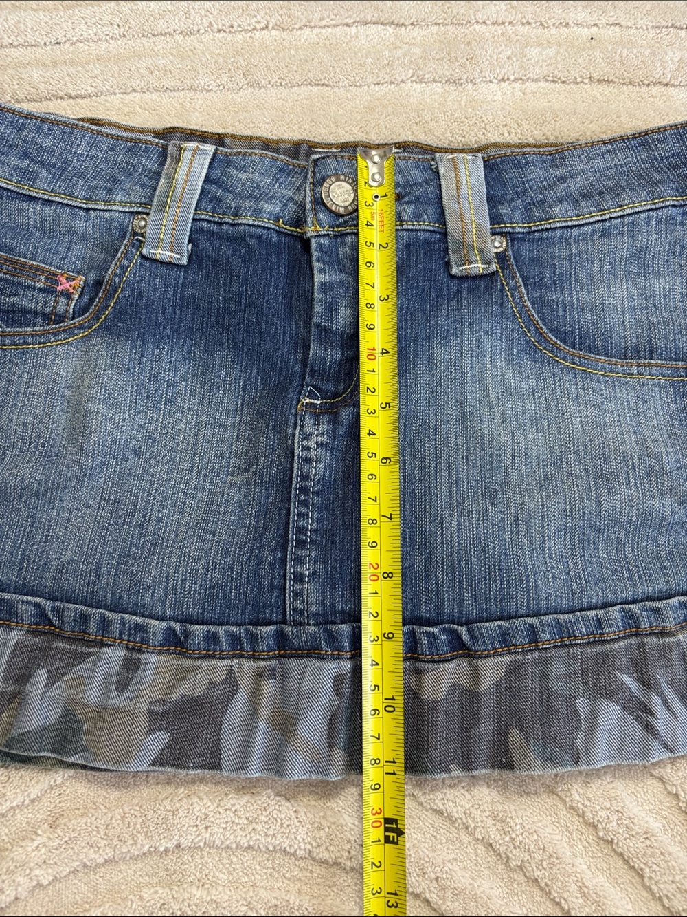 BONGO Y2K Blue Denim Mini Skirt with Camouflage Trim - Picture 11 of 11